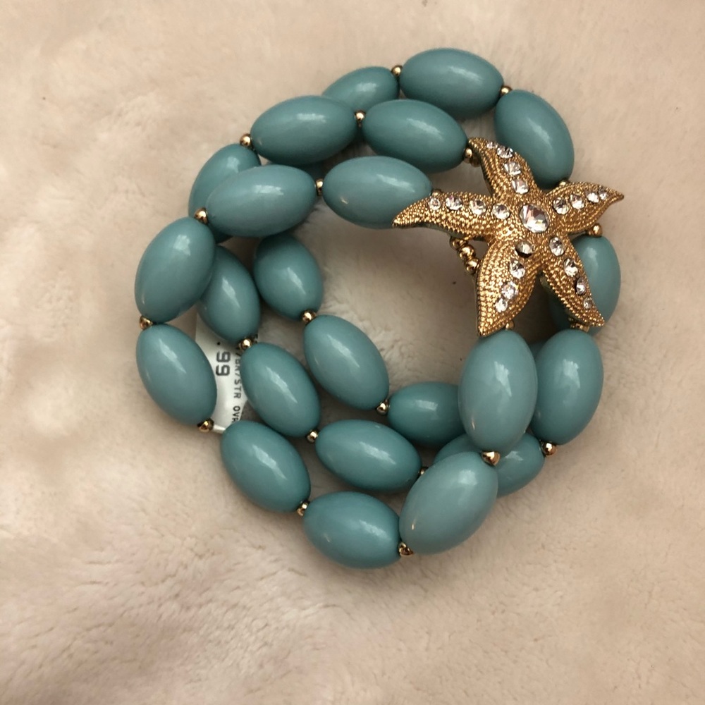 Teal beaded starfish bracelet
